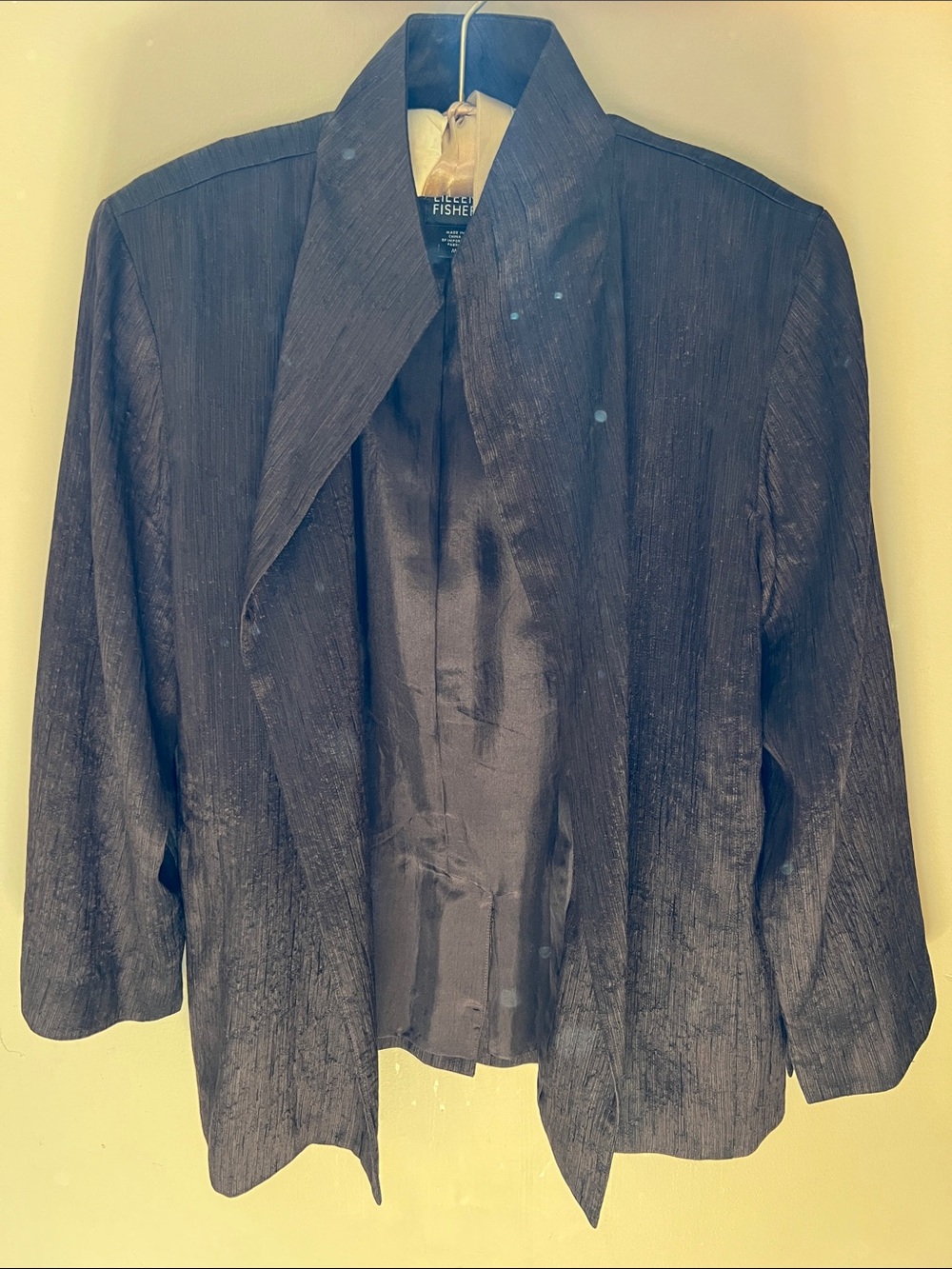 Eileen Fisher Brown Textured Open-Front Jacket